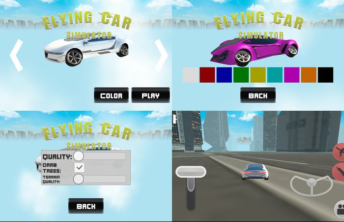 Futuristic Flying Car Driving